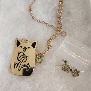 Dog Mom Necklace Earing Gift Set